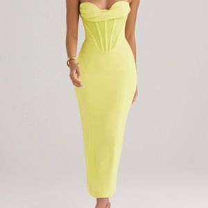 House of CB  | XS LUCILA NEON STRAPLESS CORSET MIDI DRESS